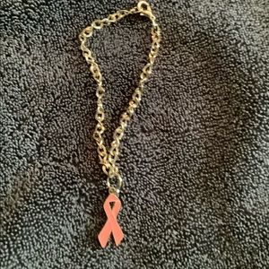 Pink breast cancer ribbon bracelet